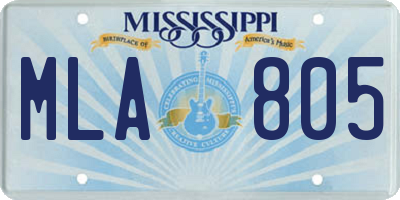 MS license plate MLA805