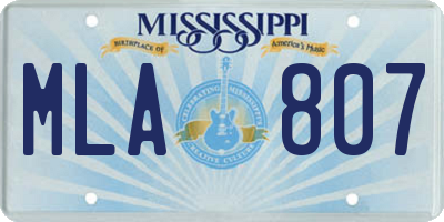 MS license plate MLA807