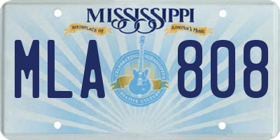 MS license plate MLA808