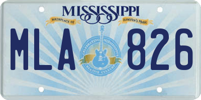 MS license plate MLA826