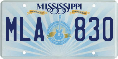 MS license plate MLA830