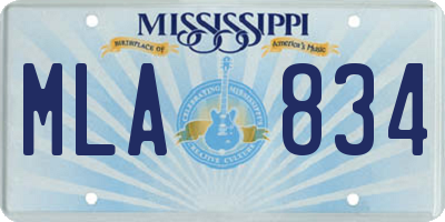MS license plate MLA834