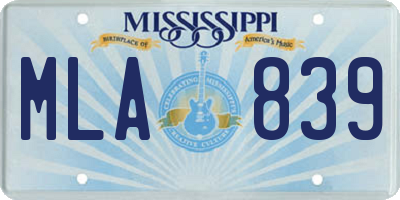 MS license plate MLA839