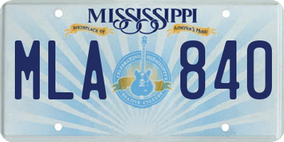 MS license plate MLA840