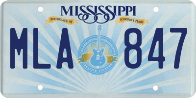 MS license plate MLA847
