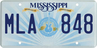 MS license plate MLA848