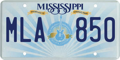 MS license plate MLA850