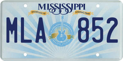 MS license plate MLA852