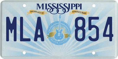 MS license plate MLA854