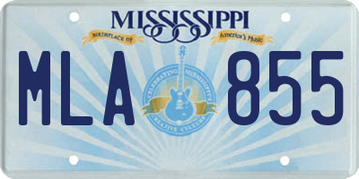 MS license plate MLA855
