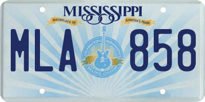 MS license plate MLA858