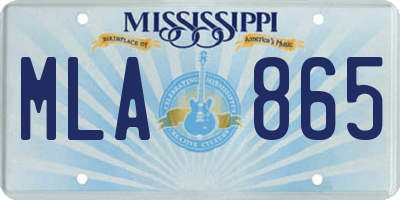 MS license plate MLA865