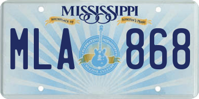 MS license plate MLA868