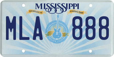 MS license plate MLA888