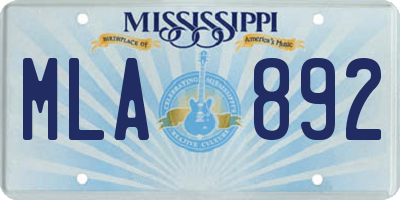 MS license plate MLA892