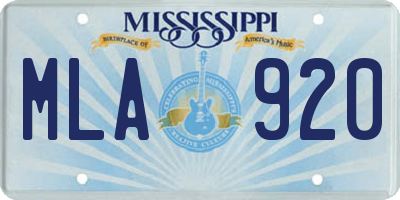 MS license plate MLA920