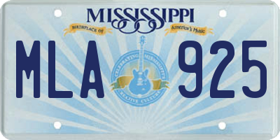 MS license plate MLA925
