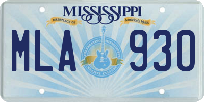 MS license plate MLA930