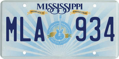 MS license plate MLA934