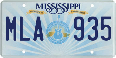 MS license plate MLA935