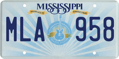 MS license plate MLA958