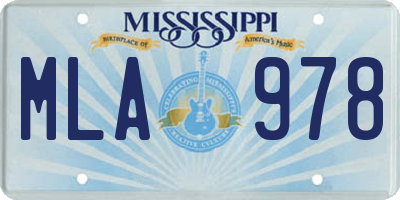 MS license plate MLA978