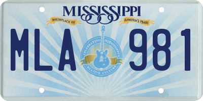 MS license plate MLA981