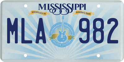 MS license plate MLA982