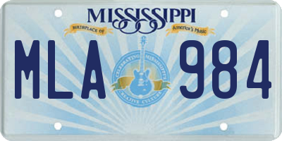 MS license plate MLA984