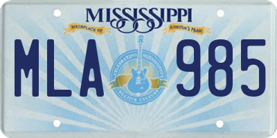 MS license plate MLA985