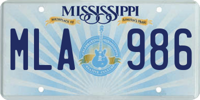 MS license plate MLA986