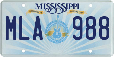 MS license plate MLA988