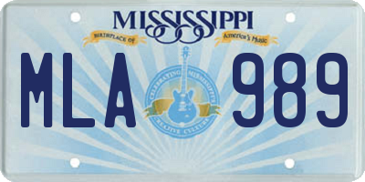 MS license plate MLA989