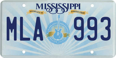 MS license plate MLA993