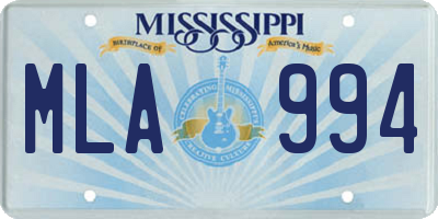 MS license plate MLA994