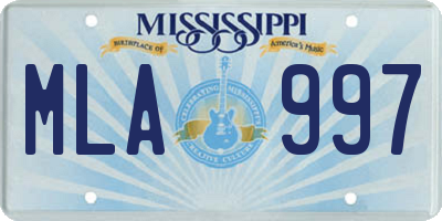 MS license plate MLA997