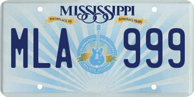 MS license plate MLA999