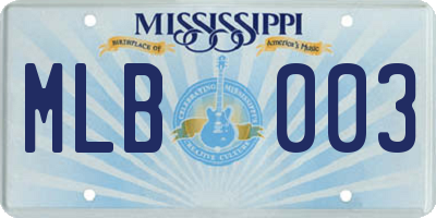 MS license plate MLB003