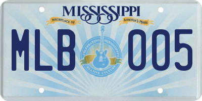 MS license plate MLB005