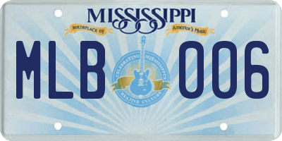 MS license plate MLB006
