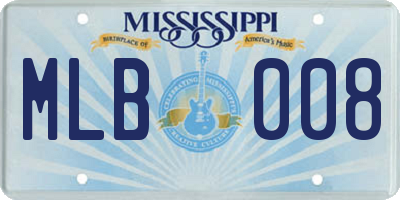 MS license plate MLB008