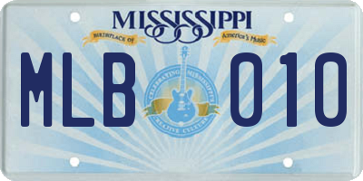 MS license plate MLB010