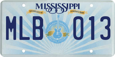 MS license plate MLB013