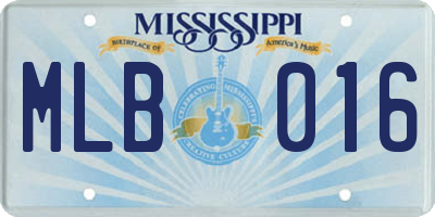 MS license plate MLB016