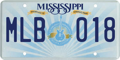 MS license plate MLB018