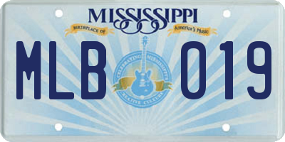 MS license plate MLB019