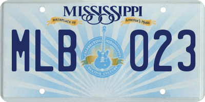 MS license plate MLB023