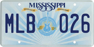 MS license plate MLB026