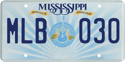 MS license plate MLB030