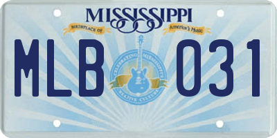 MS license plate MLB031